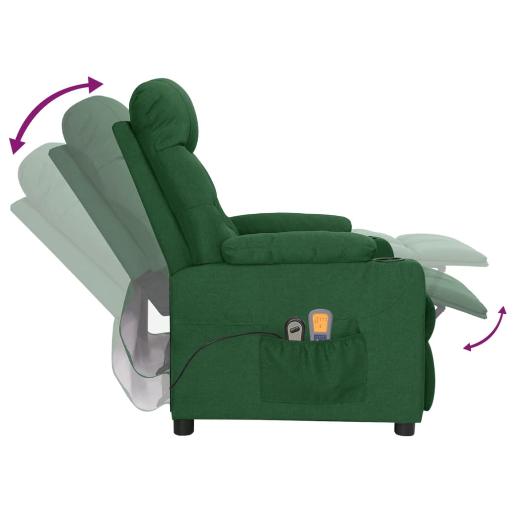 Elektrické Masážní Křeslo Tmavě Zelené Textil
