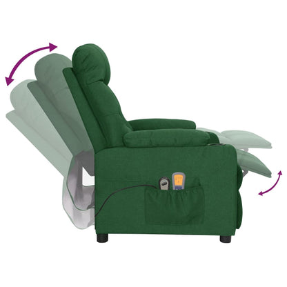 Elektrické Masážní Křeslo Tmavě Zelené Textil