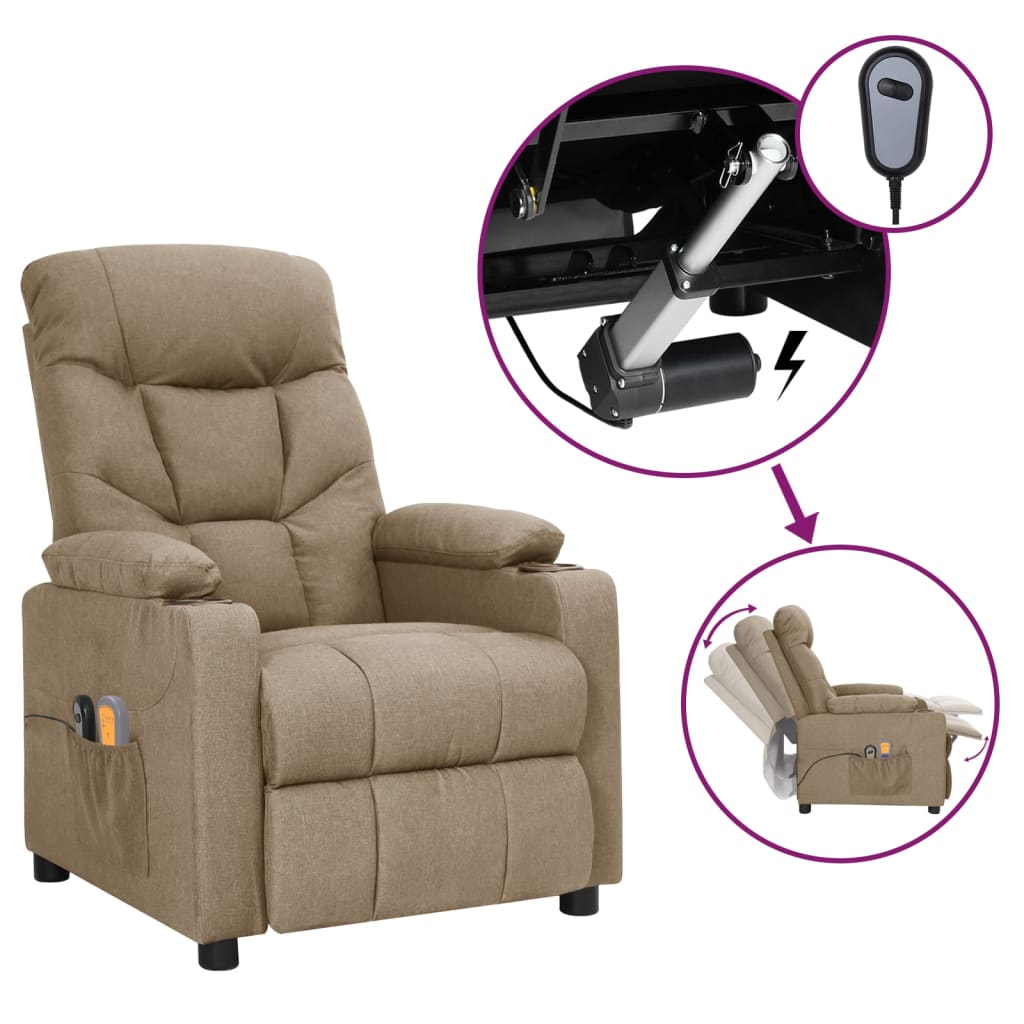 Elektrické Masážní Křeslo Taupe Textil