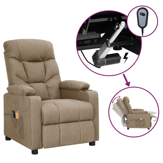 Elektrické Masážní Křeslo Taupe Textil