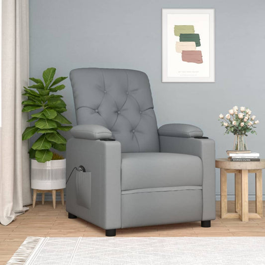Elektrické Polohovací Křeslo Světle Šedé Textil