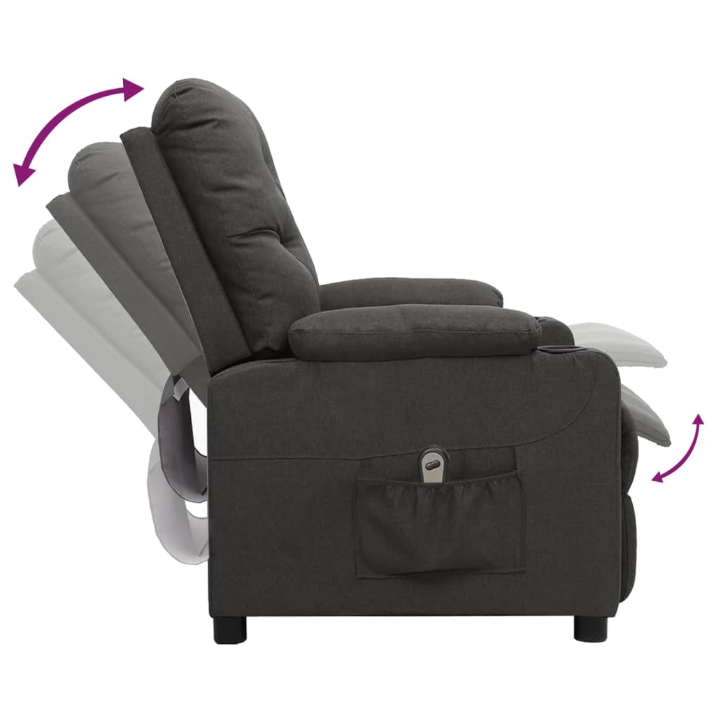 Elektrické Polohovací Křeslo Tmavě Šedé Textil
