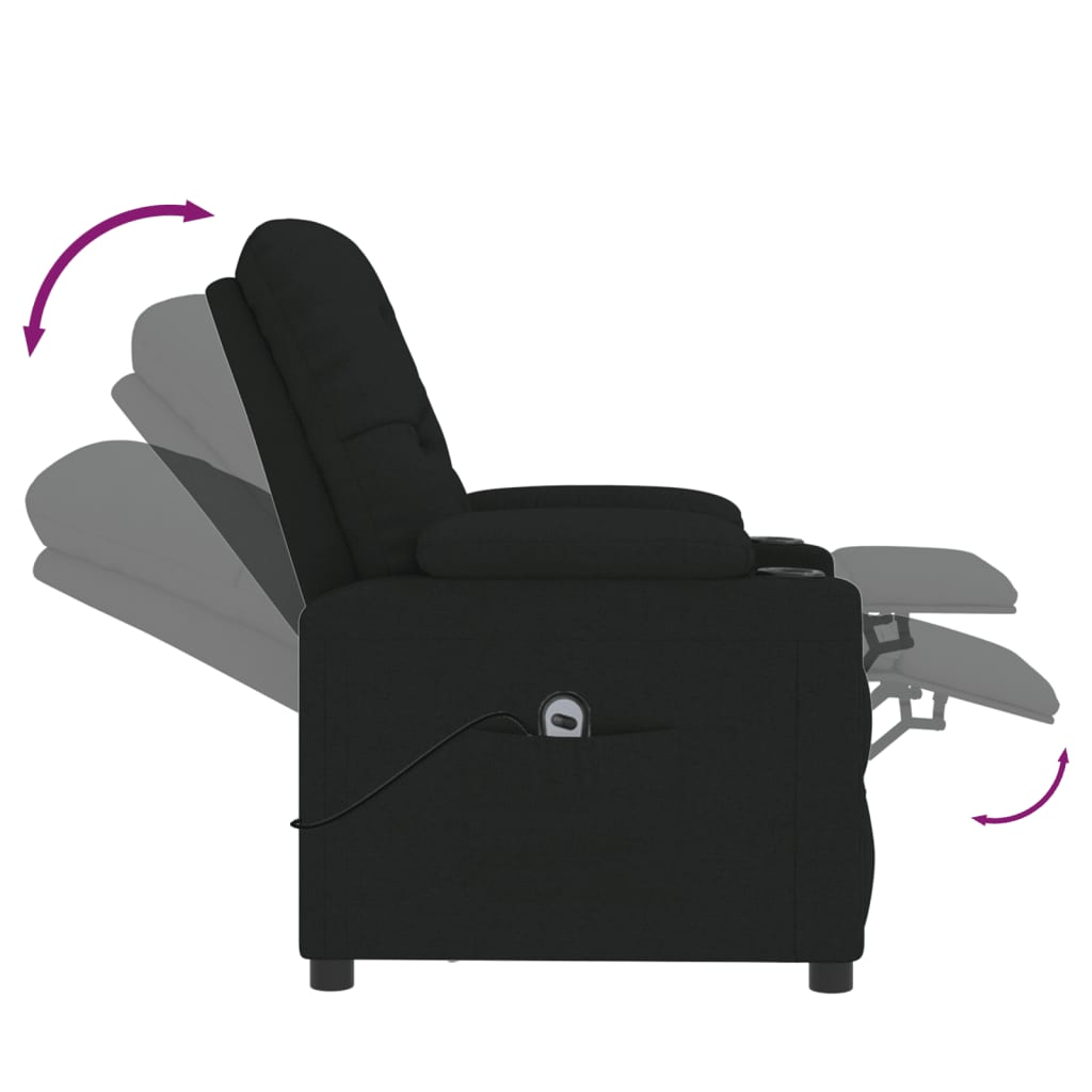 Elektrické Polohovací Křeslo Černé Textil