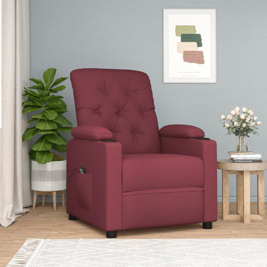 Elektrické Polohovací Křeslo Vínové Textil