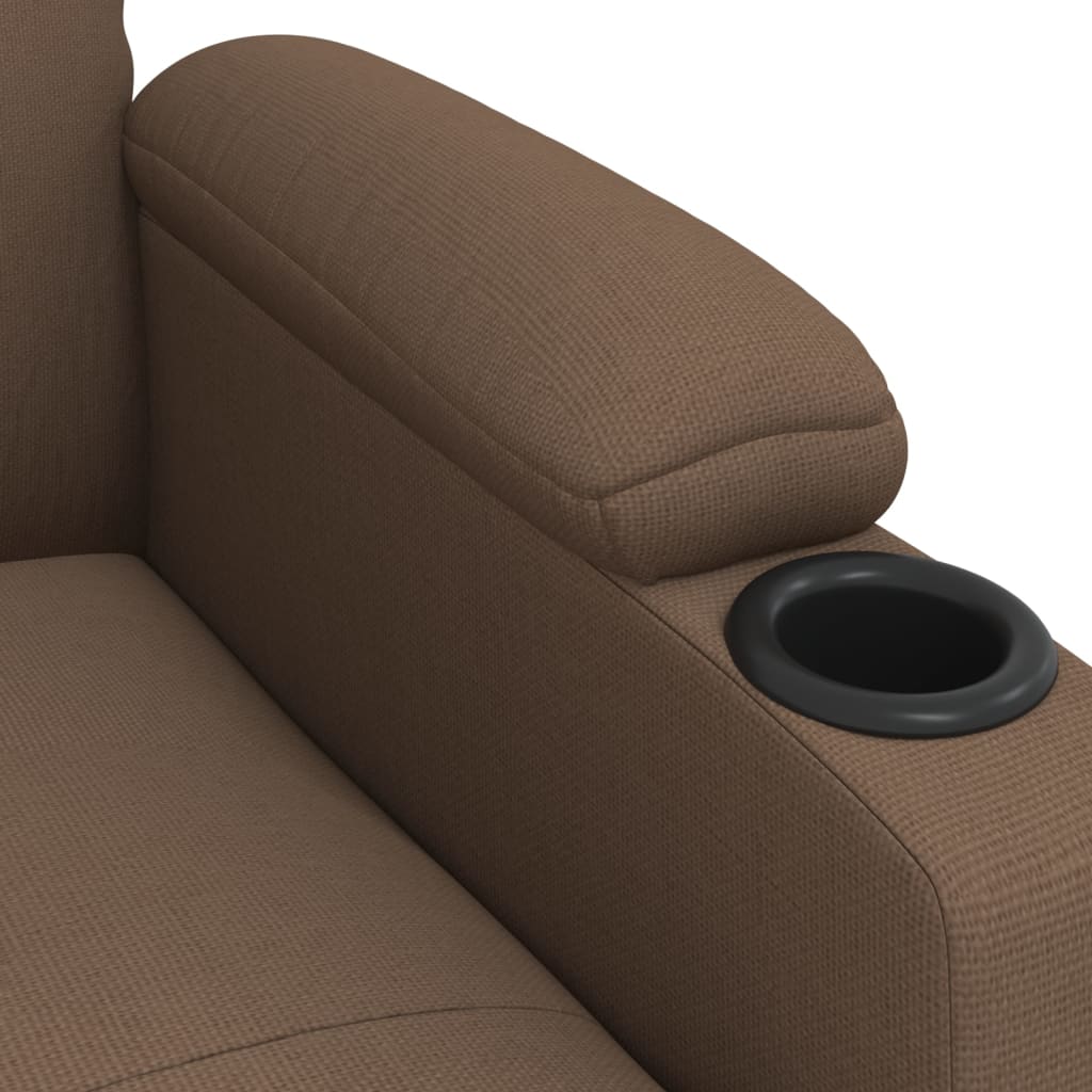 Elektrické Polohovací Křeslo Hnědé Textil