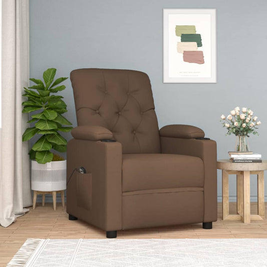 Elektrické Polohovací Křeslo Hnědé Textil