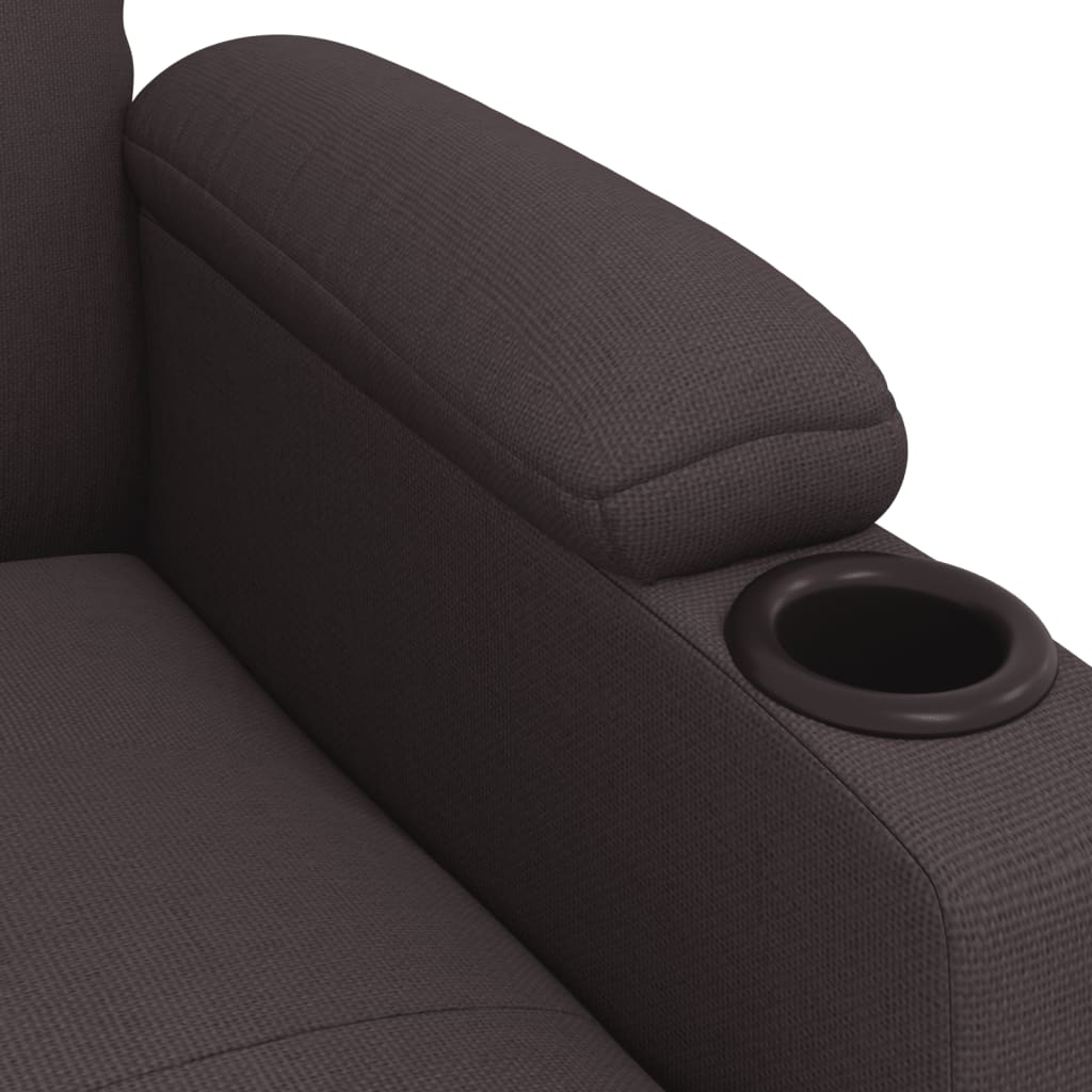 Elektrické Polohovací Křeslo Tmavě Hnědé Textil