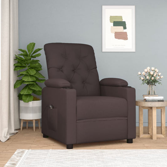 Elektrické Polohovací Křeslo Tmavě Hnědé Textil