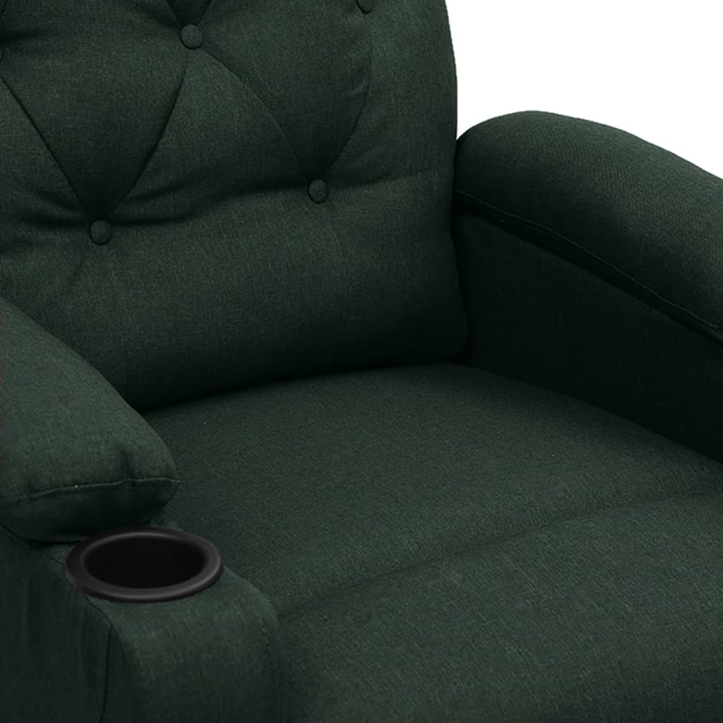 Elektrické Polohovací Křeslo Tmavě Zelené Textil