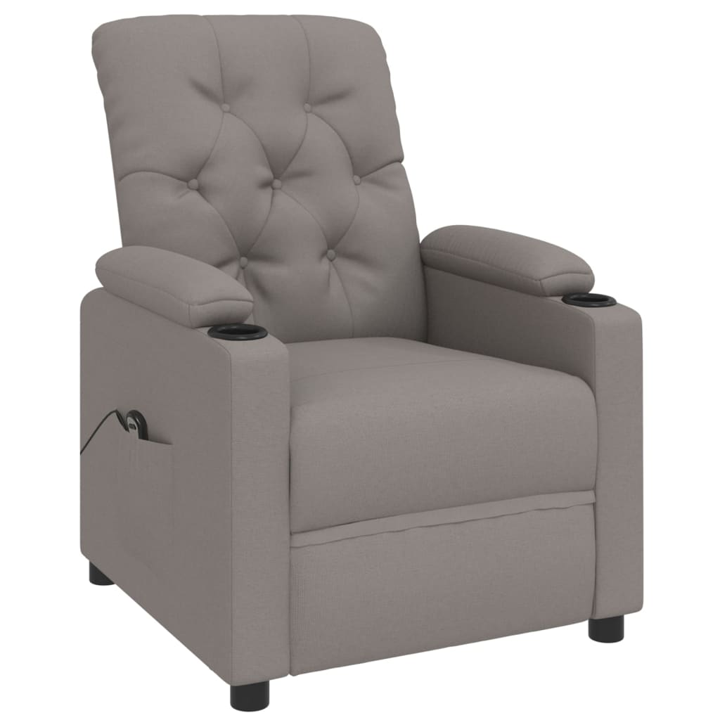 Elektrické Polohovací Křeslo Taupe Textil