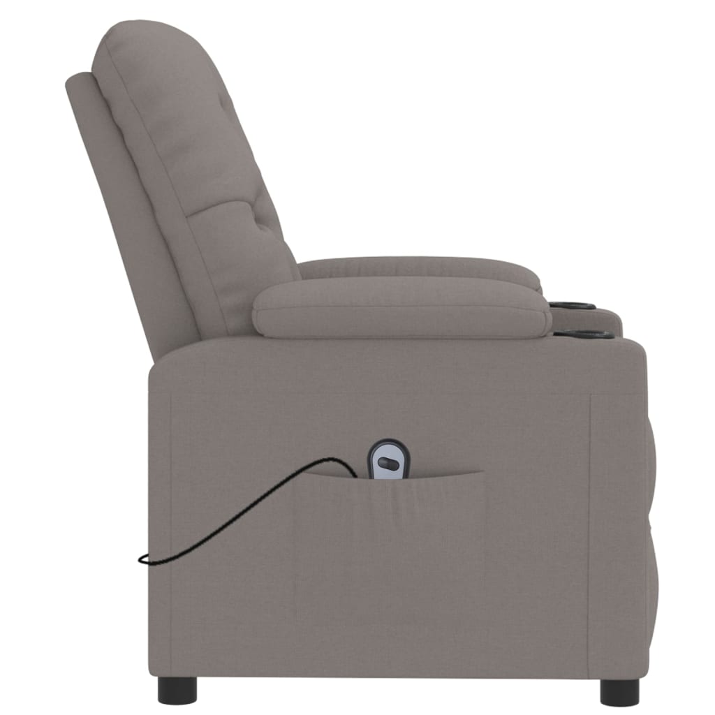 Elektrické Polohovací Křeslo Taupe Textil