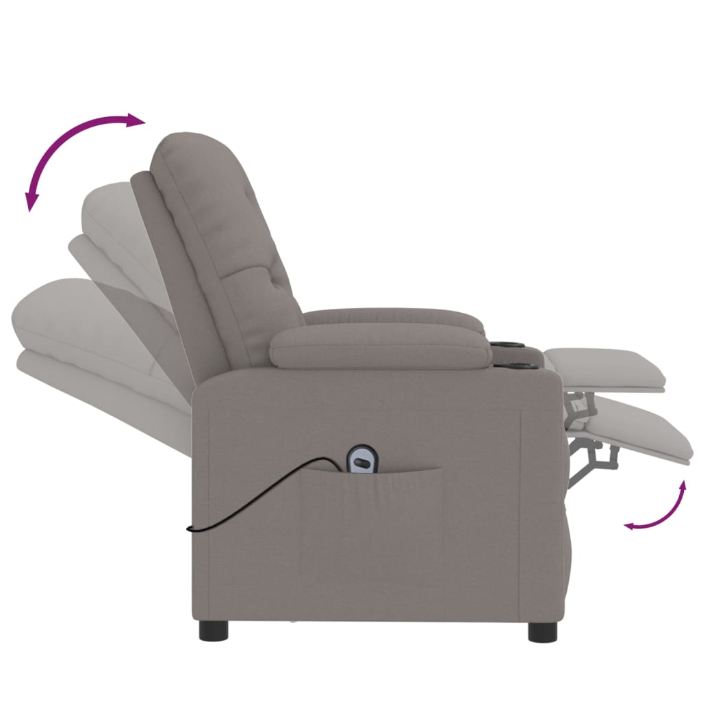 Elektrické Polohovací Křeslo Taupe Textil