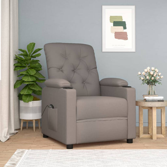 Elektrické Polohovací Křeslo Taupe Textil