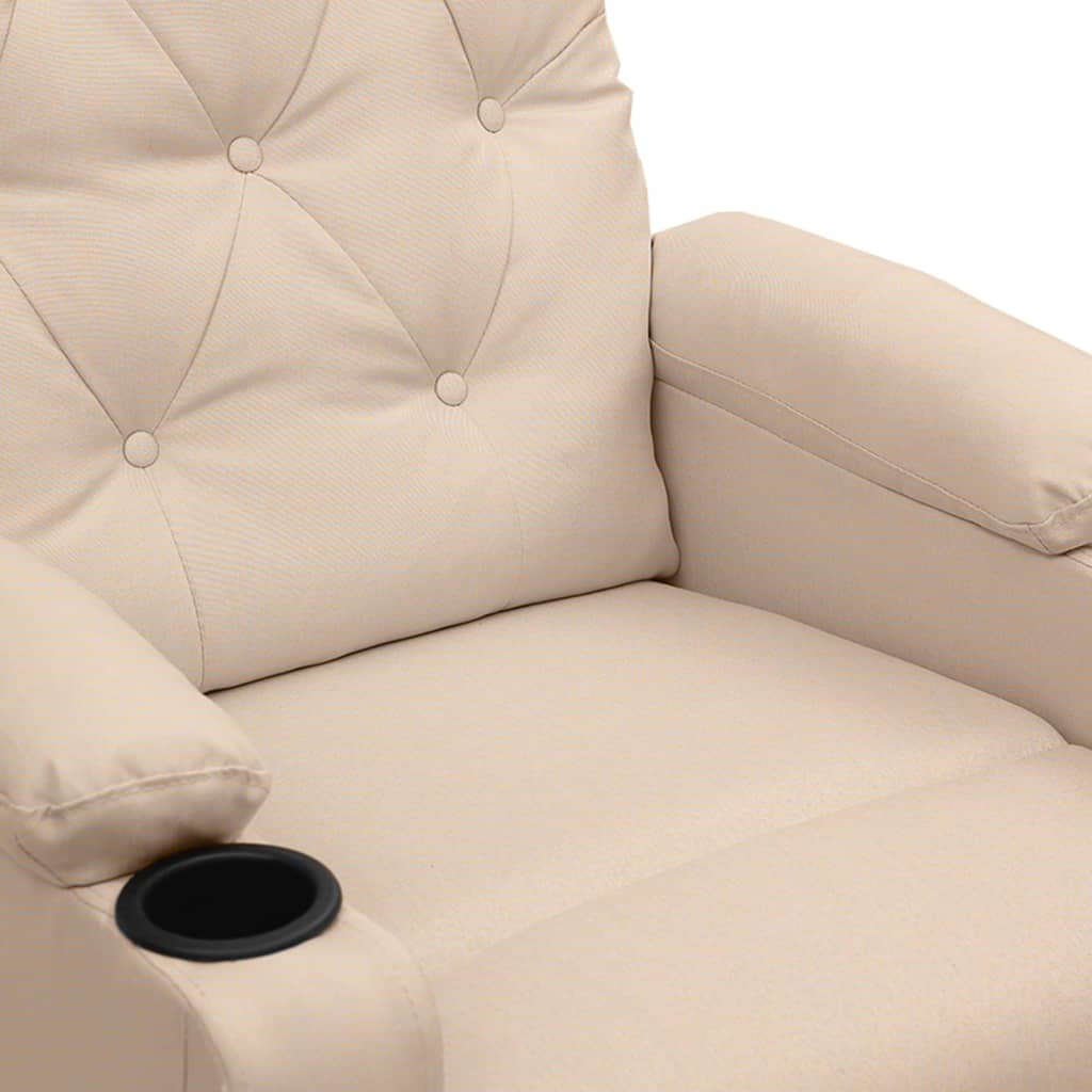 Elektrické Polohovací Křeslo Krémové Textil