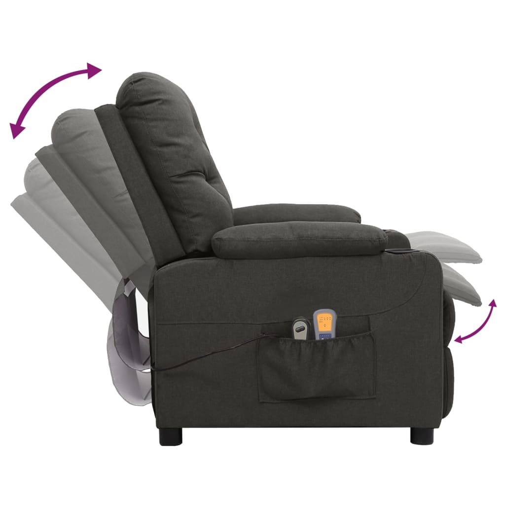 Elektrické Masážní Křeslo Tmavě Šedé Textil