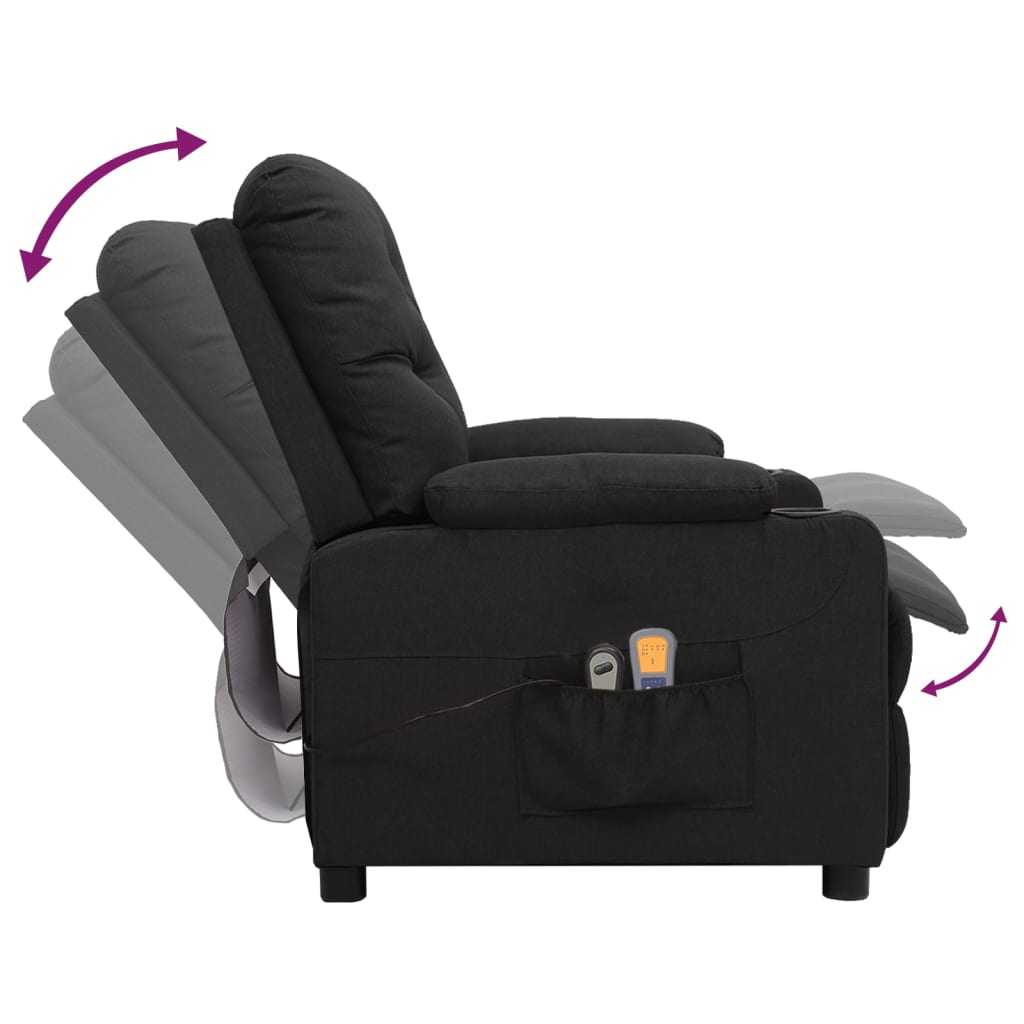 Elektrické Masážní Křeslo Černé Textil