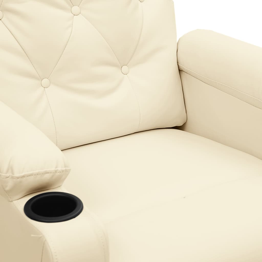 Elektrické Polohovací Křeslo Krémové Umělá Kůže