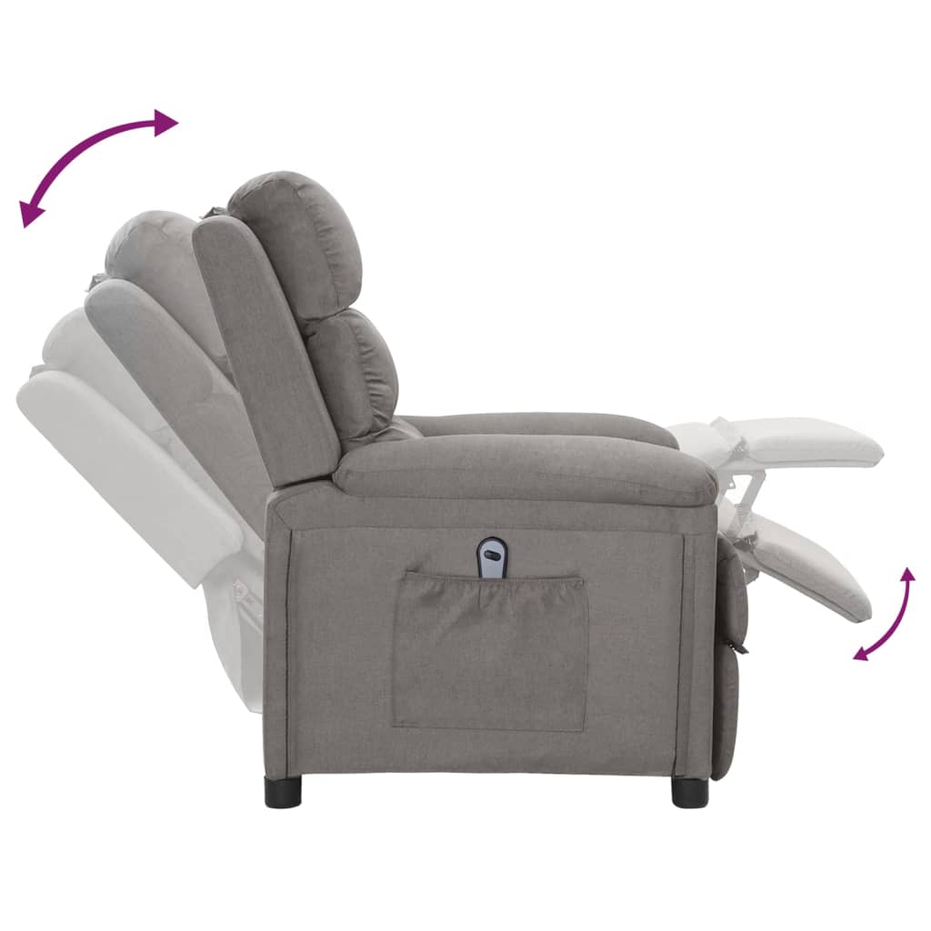 Elektrické Polohovací Křeslo Světle Šedé Textil