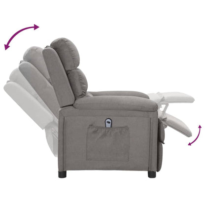 Elektrické Polohovací Křeslo Světle Šedé Textil