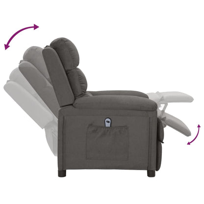 Elektrické Polohovací Křeslo Tmavě Šedé Textil