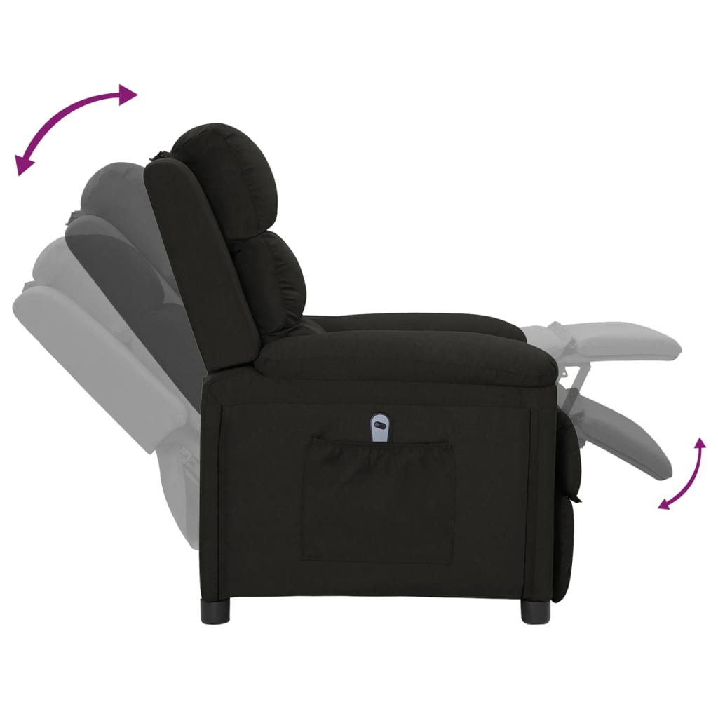 Elektrické Polohovací Křeslo Černé Textil