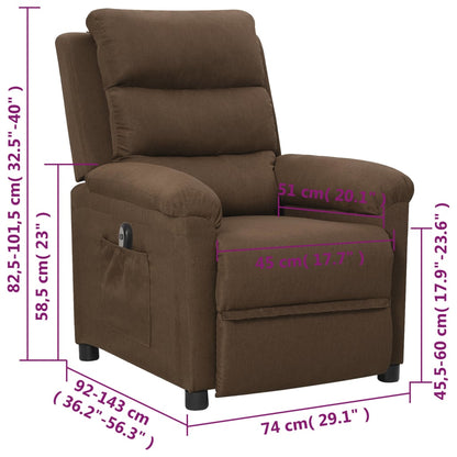 Elektrické Polohovací Křeslo Hnědé Textil