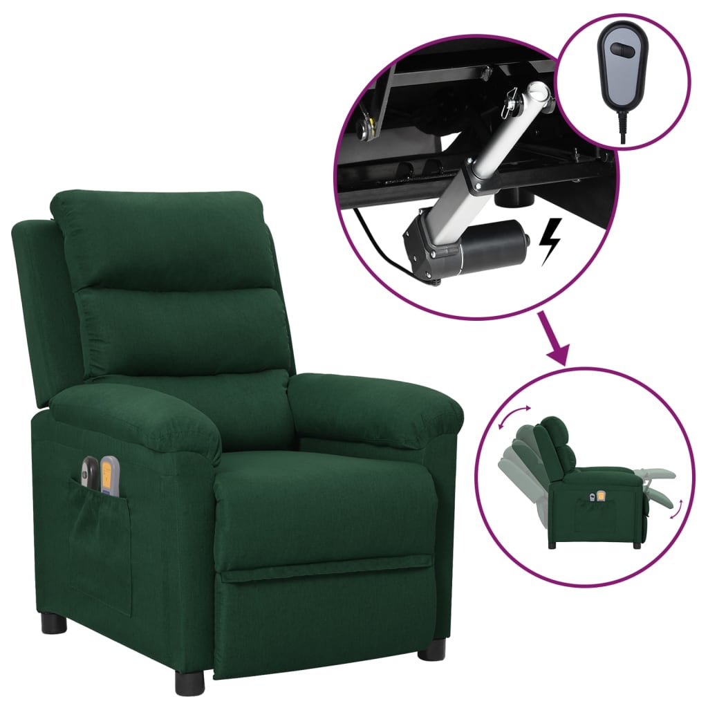 Elektrické Masážní Křeslo Světle Šedé Textil