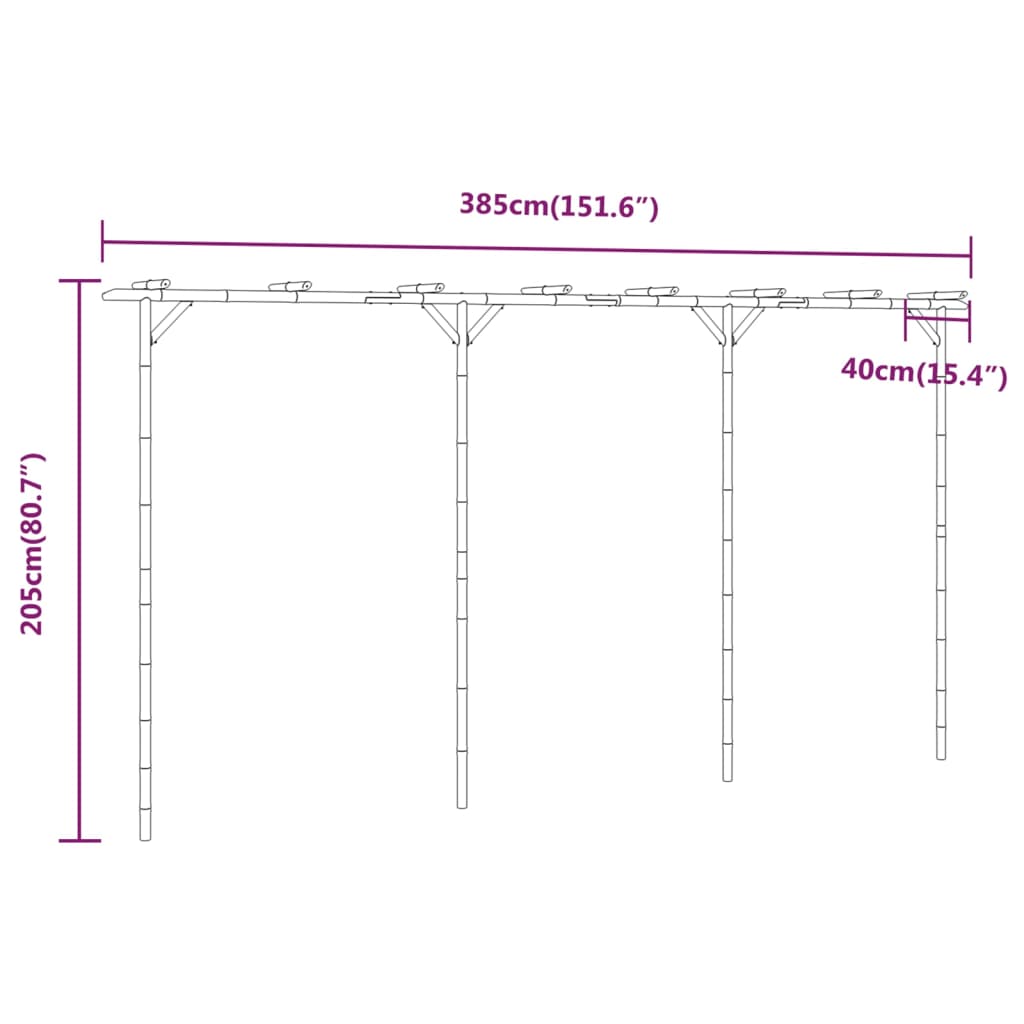 Pergola Bambus 385 X 40 X 205 Cm