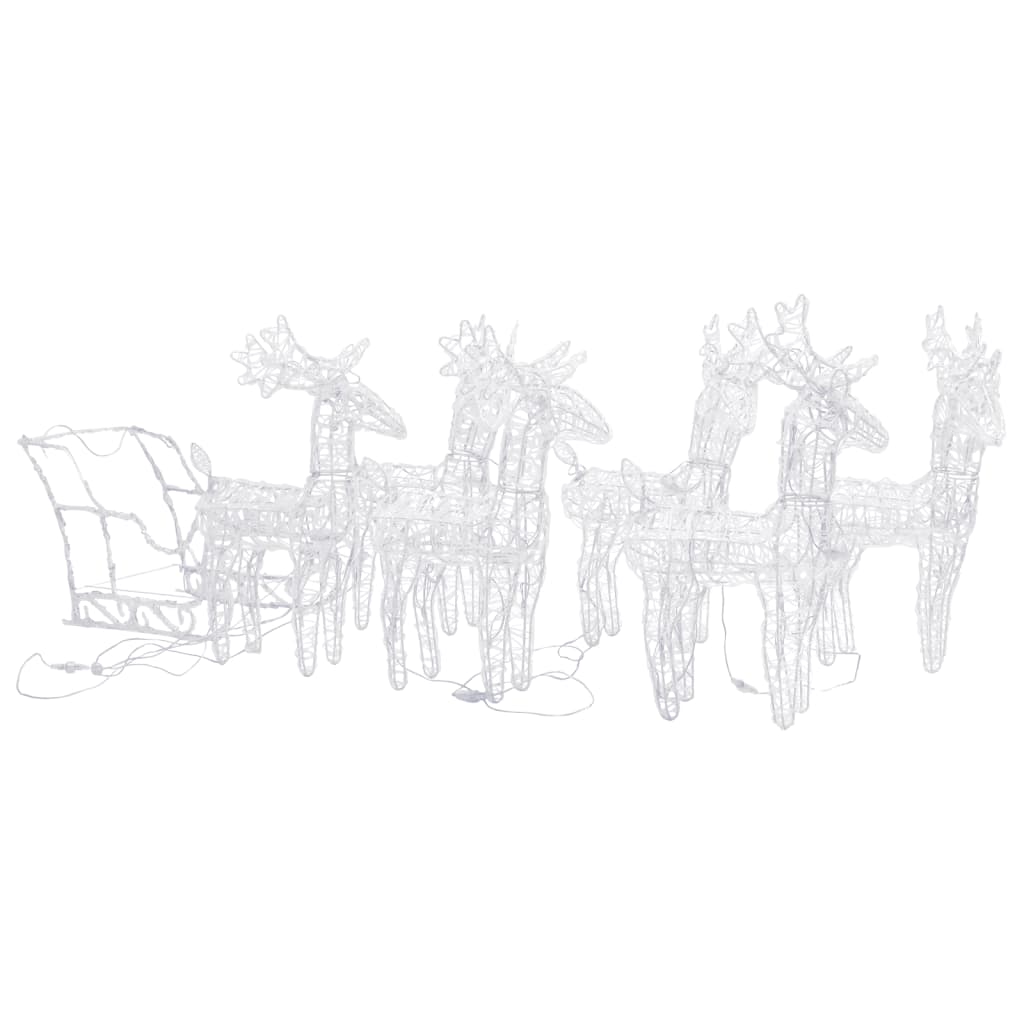 Vánoční Sobi Se Sáněmi 320 Led Diod Akryl