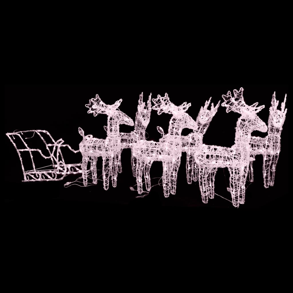 Vánoční Sobi Se Sáněmi 320 Led Diod Akryl
