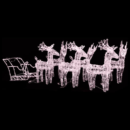 Vánoční Sobi Se Sáněmi 320 Led Diod Akryl
