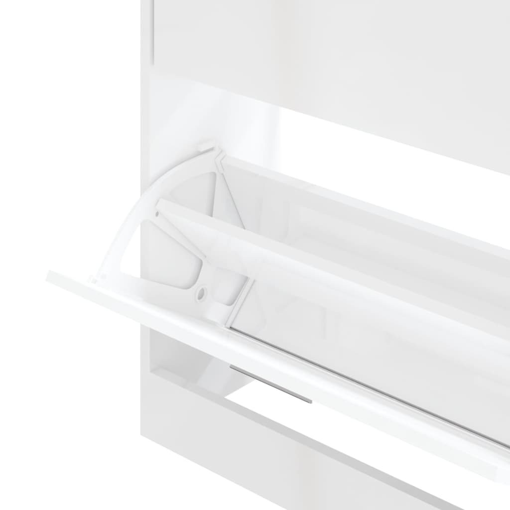 Botník Bílý S Vysokým Leskem 63X24X Kompozitní Dřevo Bílá S Vysokým Leskem