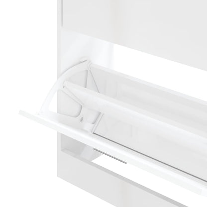 Botník Bílý S Vysokým Leskem 63X24X Kompozitní Dřevo Bílá S Vysokým Leskem