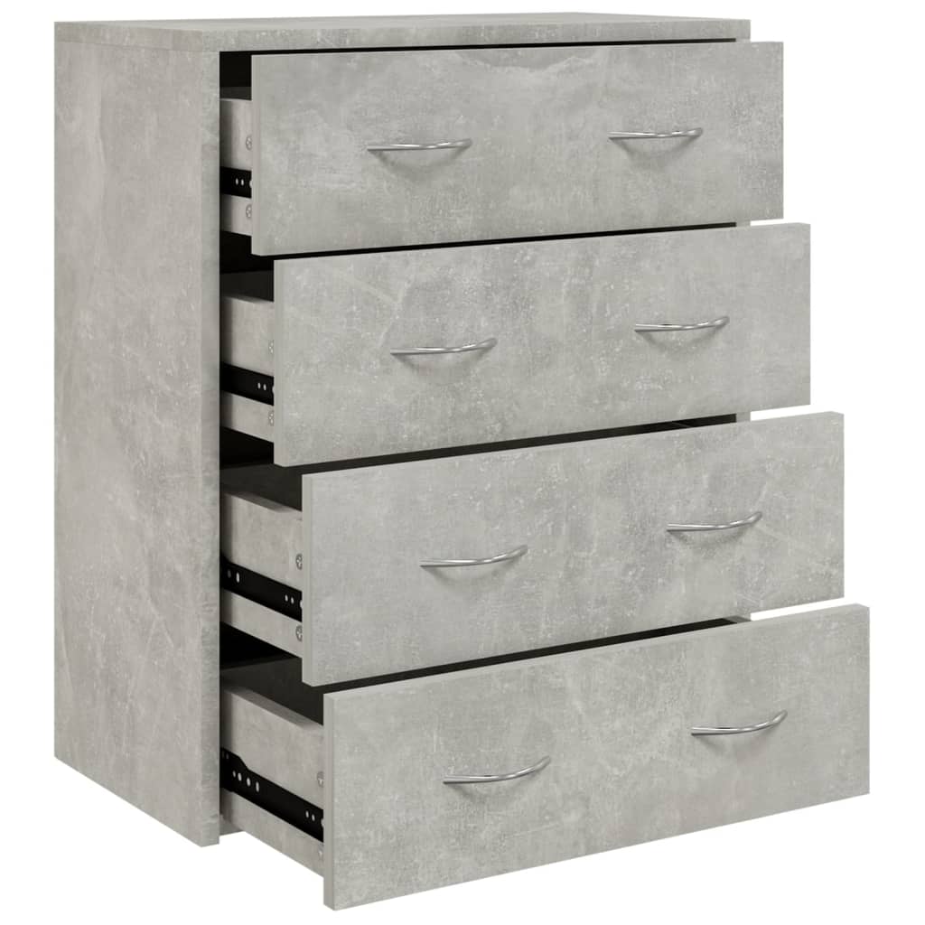Příborník Se 4 Zásuvkami 60 X 30,5 X 71 Cm Betonově Šedá