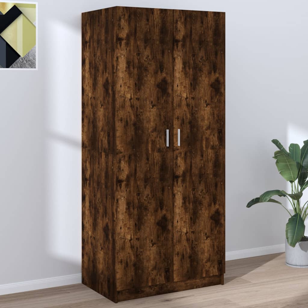 Šatní Skříň Kouřový Dub 80 X 52 X 180 Cm Kompozitní Dřevo