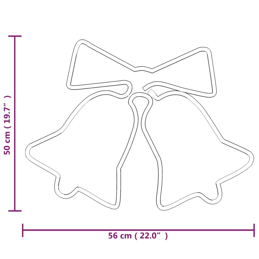 Silueta Vánočních Zvonků Se 72 Led 50 X 56 Cm