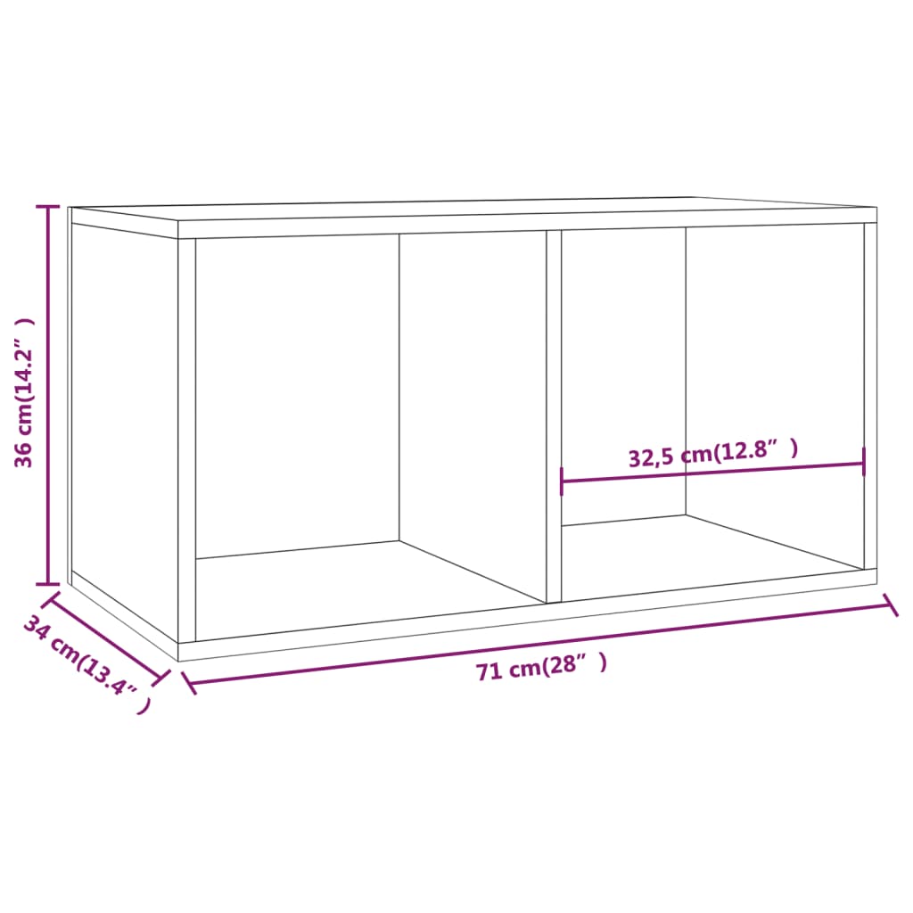 Úložný Box Na Lp Desky 71X34X36 Cm Kompozitní Dřevo