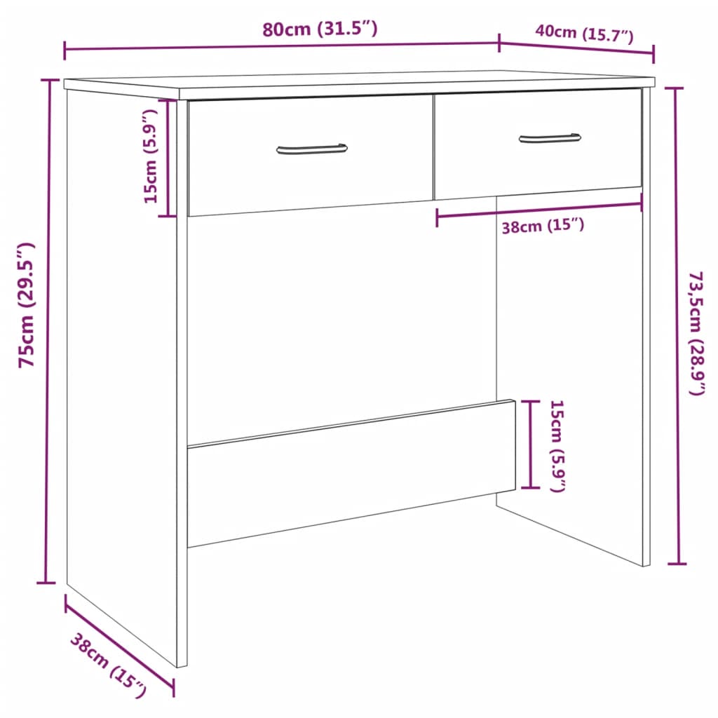 Psací Stůl 80 X 40 X 75 Cm Kompozitní Dřevo