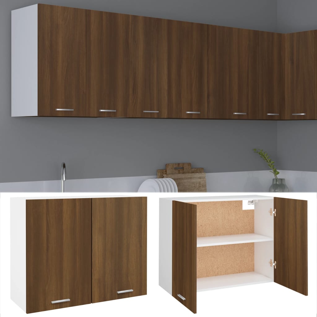 Závěsná Skříňka 80 X 31 X 60 Cm Kompozitní Dřevo Hnědý Dub