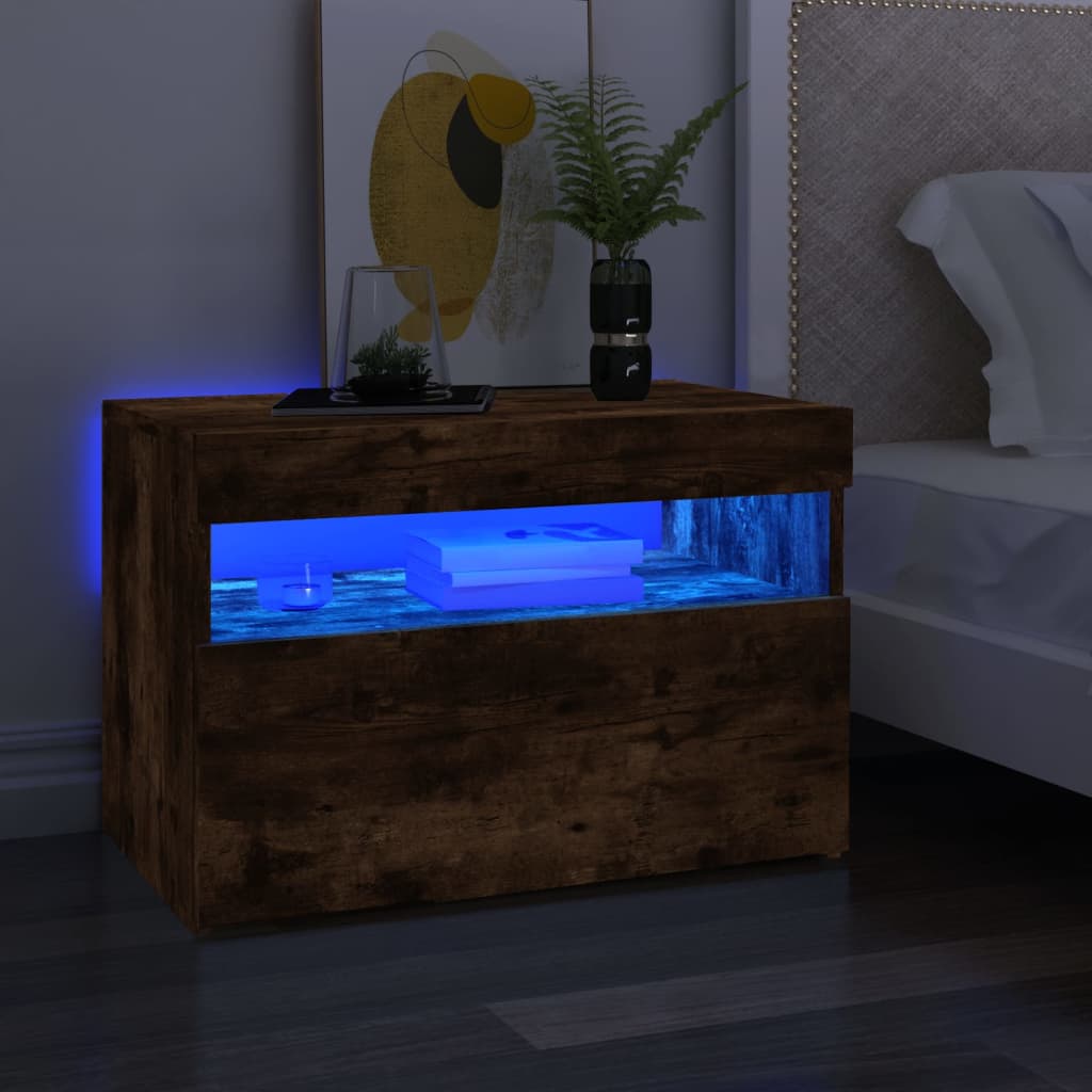 Tv Skříňka S Led Osvětlením Kouřový Dub 60 X 35 X 40 Cm