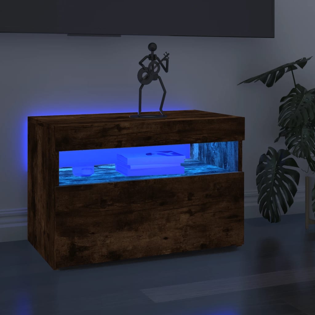 Tv Skříňka S Led Osvětlením Kouřový Dub 60 X 35 X 40 Cm
