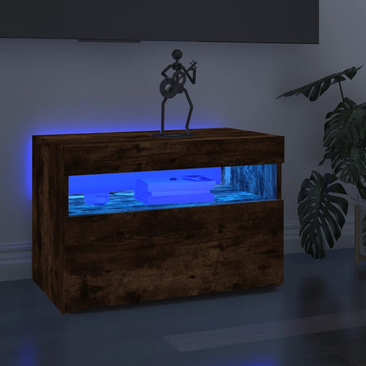Tv Skříňka S Led Osvětlením Kouřový Dub 60 X 35 X 40 Cm