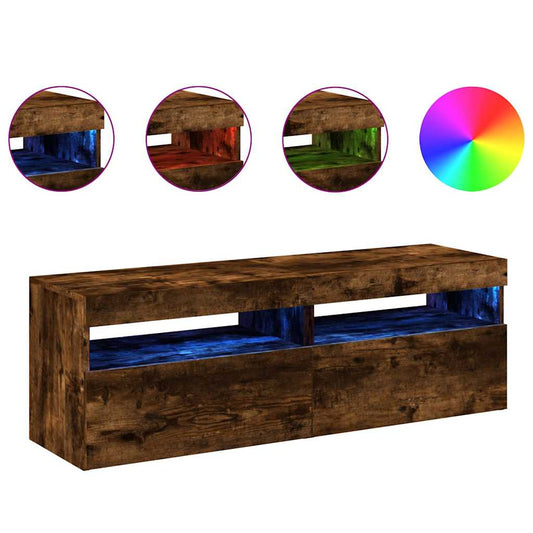 Tv Skříňky S Led Osvětlením 2 Ks Kouřový Dub 60 X 35 X 40 Cm