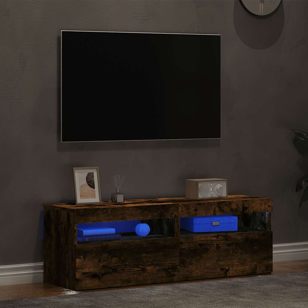 Tv Skříňky S Led Osvětlením 2 Ks Kouřový Dub 60 X 35 X 40 Cm