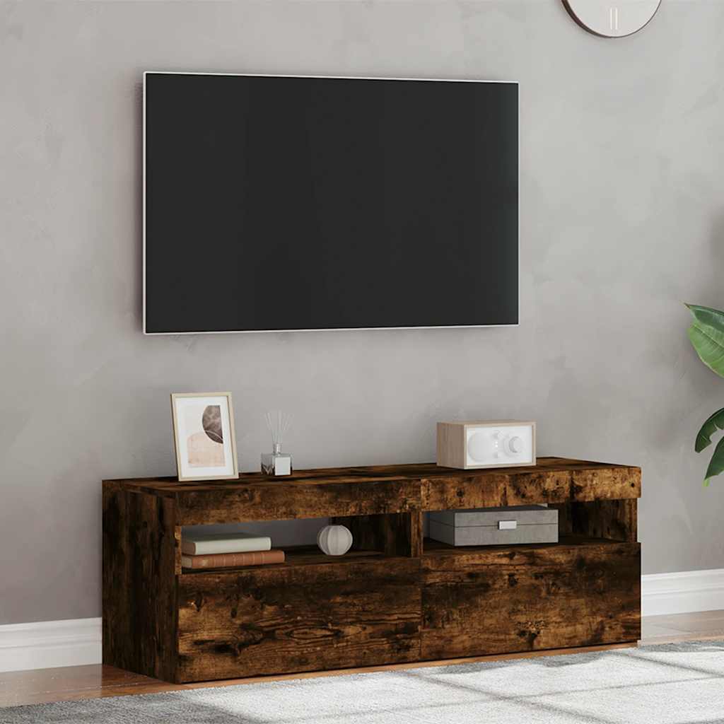 Tv Skříňky S Led Osvětlením 2 Ks Kouřový Dub 60 X 35 X 40 Cm