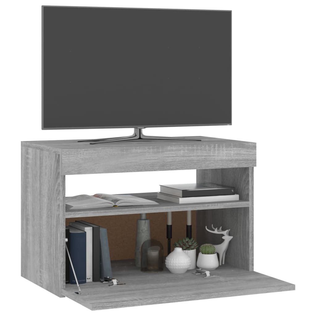 Tv Skříňka S Led Osvětlením Šedá Sonoma 60 X 35 X 40 Cm