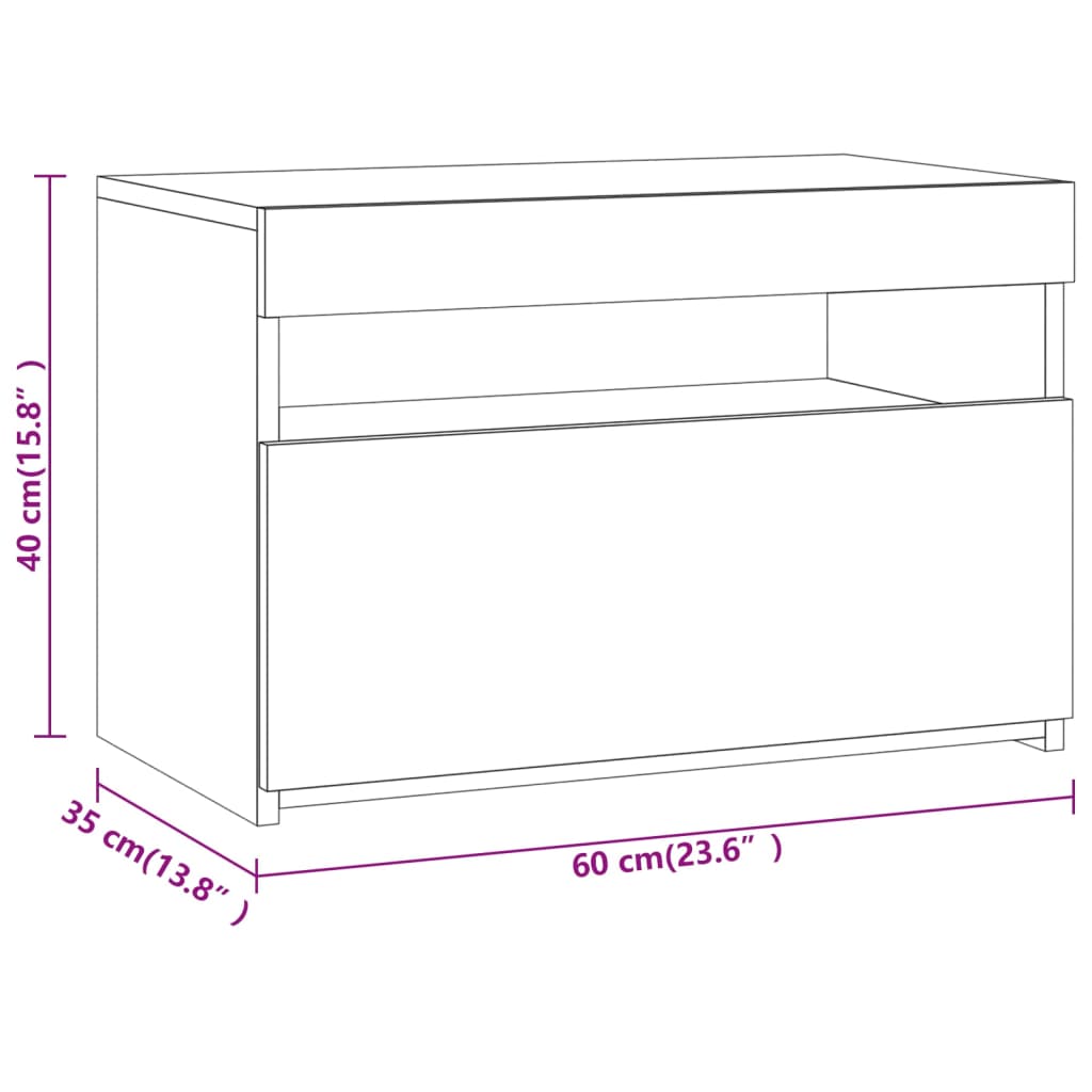 Tv Skříňka S Led Osvětlením Šedá Sonoma 60 X 35 X 40 Cm
