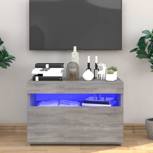 Tv Skříňka S Led Osvětlením Šedá Sonoma 60 X 35 X 40 Cm