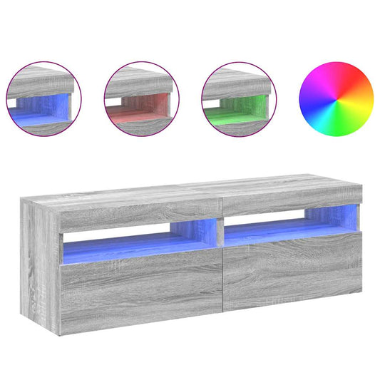 Tv Skříňky S Led Osvětlením 2 Ks Šedé Sonoma 60 X 35 X 40 Cm