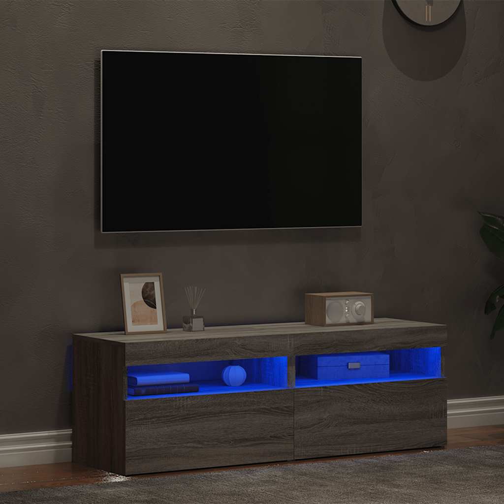 Tv Skříňky S Led Osvětlením 2 Ks Šedé Sonoma 60 X 35 X 40 Cm